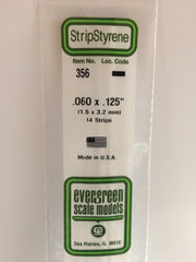 Evergreen Scale Models 356 24" Strip Styrene Pack, .060x.125 (14 Pack)