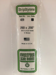 Evergreen Scale Models 409 24" Strip Styrene Pack, .250x.250 (5 Pack)