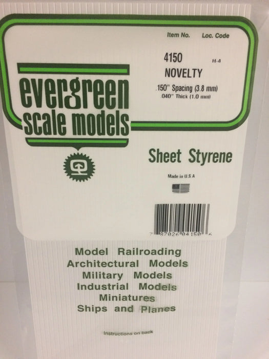 Evergreen Scale Models 4150 Novelty Styrene Siding .150 Spacing