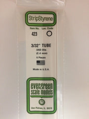 Evergreen Scale Models 423 24" Styrene Tubing, .093" (9 Pack)