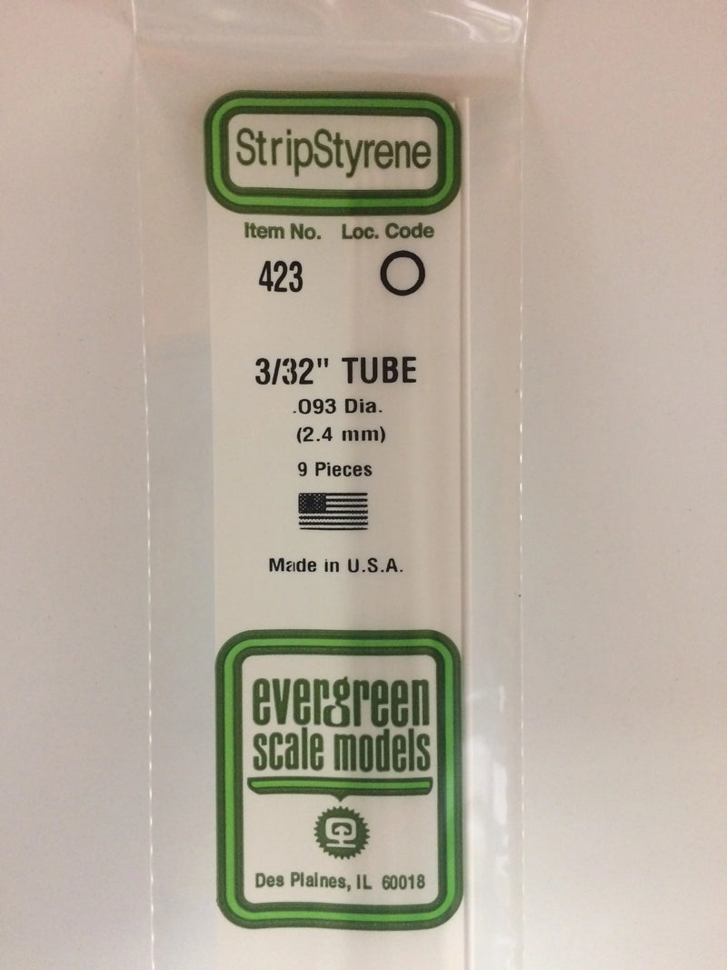 Evergreen Scale Models 423 24" Styrene Tubing, .093" (9 Pack)