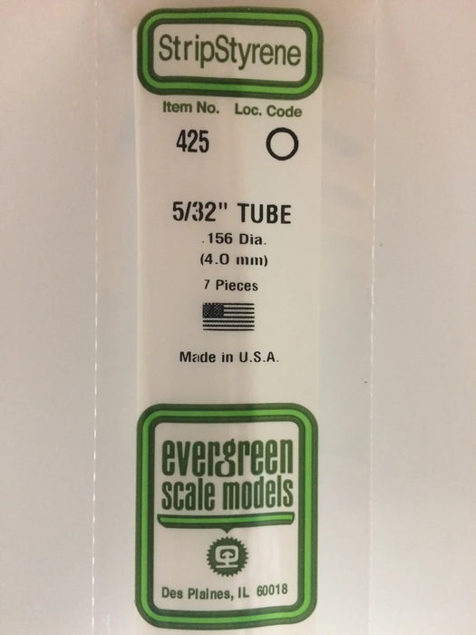 Evergreen Scale Models 425 24" Styrene Tubing, .156" (7 Pack)