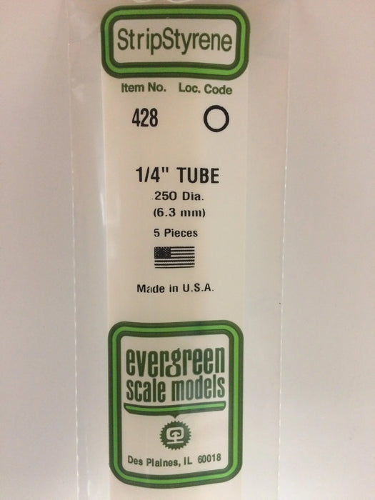 Evergreen Scale Models 428 24" Styrene Tubing, .250" (5 Pack)
