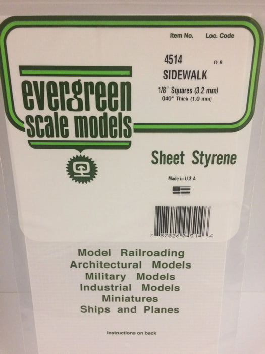 Evergreen Scale Models 4514 Styrene Sidewalk 1/8"