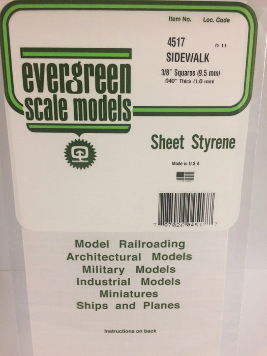 Evergreen Scale Models 4517 Styrene Sidewalk 3/8"