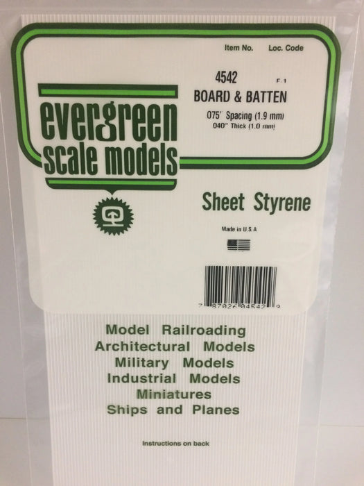 Evergreen Scale Models 4542 Board/Batten Sheet Styrene .075" Spacing