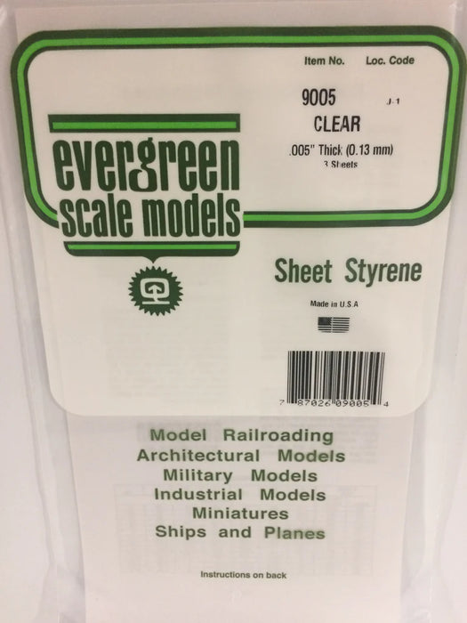 Evergreen Scale Models 9005 Clear Sheet Styrene .005 x 6 x 12 (3 Pack)