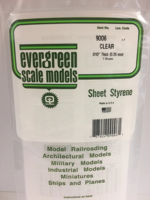 Evergreen Scale Models 9006 Clear Sheet Styrene .010 x 6 x 12 (2 Pack)