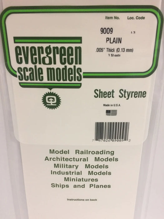 Evergreen Scale Models 9009 White Sheet Styrene .005 x 6 x 12 (3 Pack)