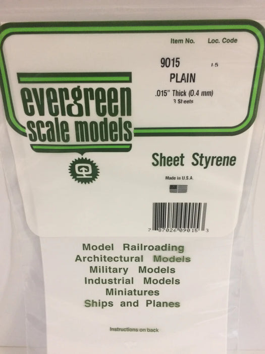 Evergreen Scale Models 9015 White Sheet Styrene .015 x 6 x 12 (3 Pack)