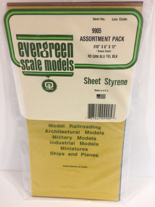 Evergreen Scale Models 9905 Assortment Transparent Sheet Styrenes Set, 6X12X.010, 5 Pieces