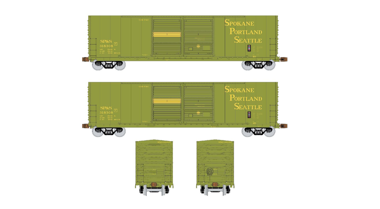 Exactrail Express EX1001-4 HO Scale Gunderson 5200 Boxcar Spokane Portland & Seattle SP&S 318308