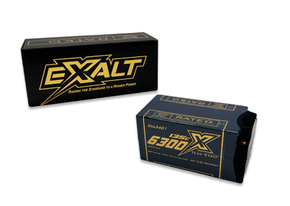 EXALT 3401 4S 14.8V 6300MAH 135C Shorty w/5mm Bullets X-Rated LiPo Battery Series