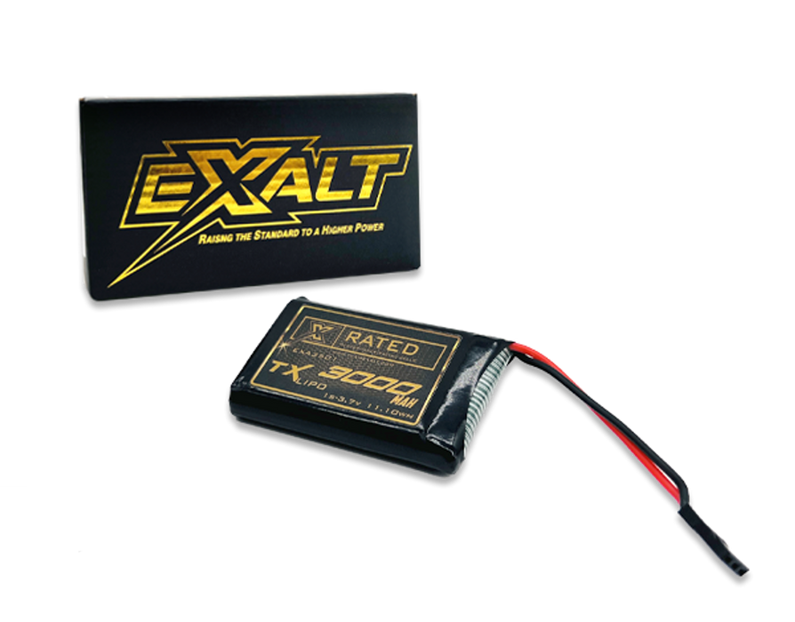 EXALT 3501 1S 3.7V 3000MAH TX Receiver w/Futaba Connector, X-Rated LiPo Battery Series