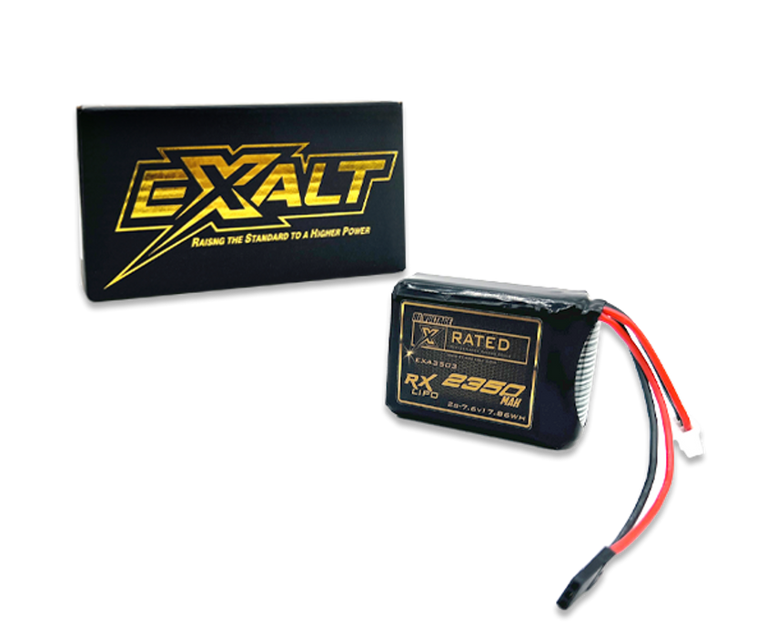 EXALT 3503 2S 7.6V 2350MAH RX Hump w/Futaba Connector, X-Rated LiPo Battery Series