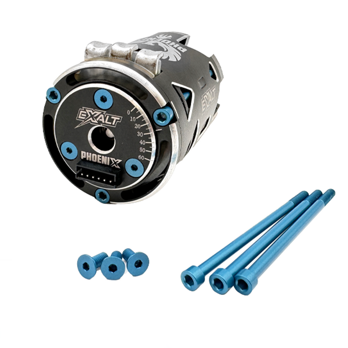 Exalt EXA0243B Blue Aluminum Screw Kit for Phoenix Modified 25.5T Motor