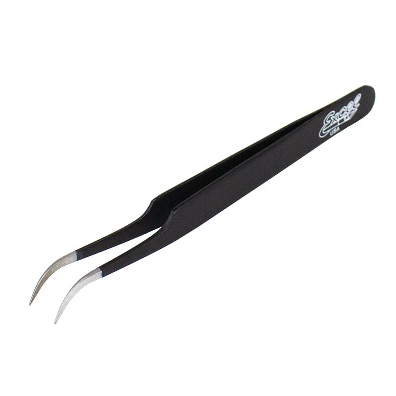Excel 30420 Slant Point Tweezers, Black