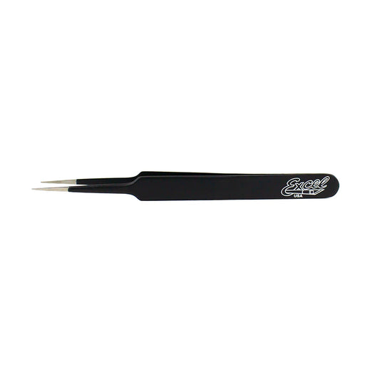 Excel 30421 Straight Point Tweezers, Black