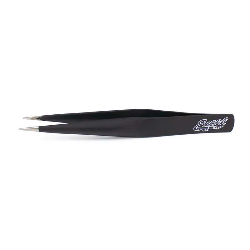 Excel 30422 Hollow Handle Tweezers, Black