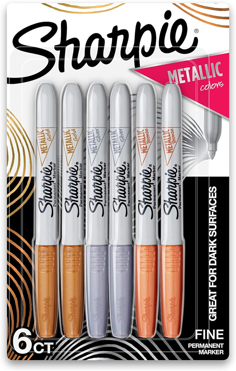 Fine Metallic Gold, Silver, and Bronze Sharpie Marker (6 Pack)