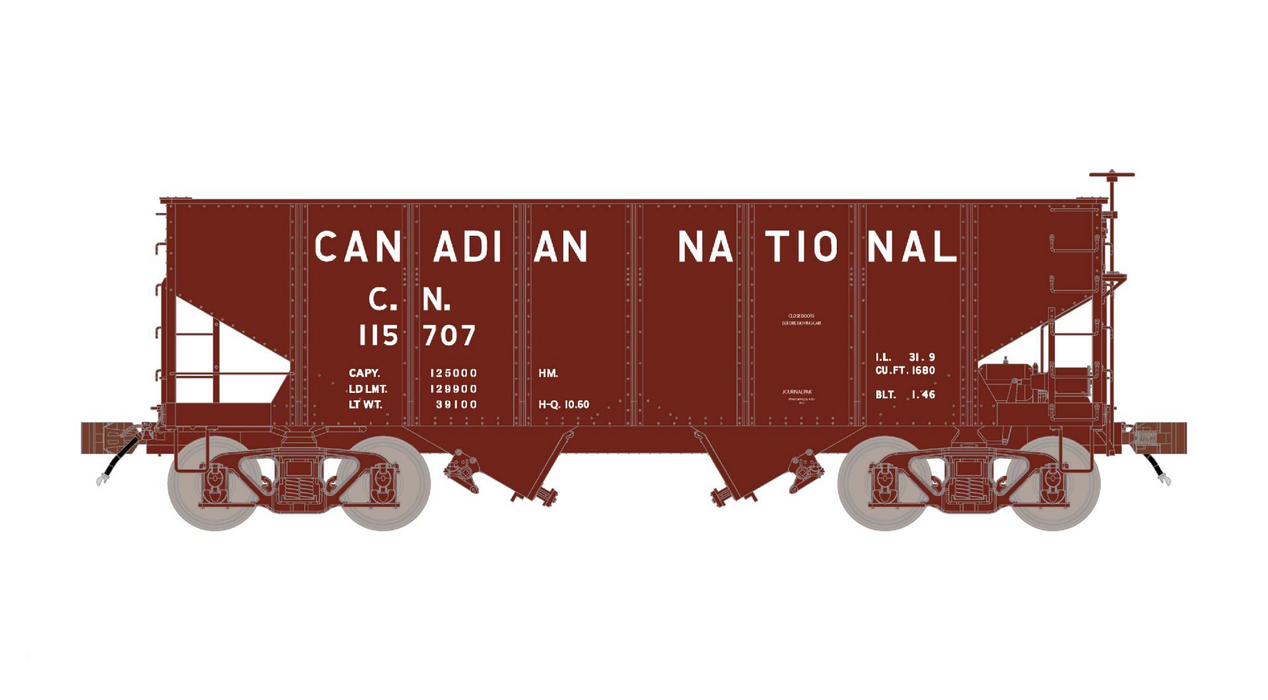 Fox Valley Models 15010 HO Scale USRA 55-Ton 2-Bay Open Hopper Canadian National CN 116023