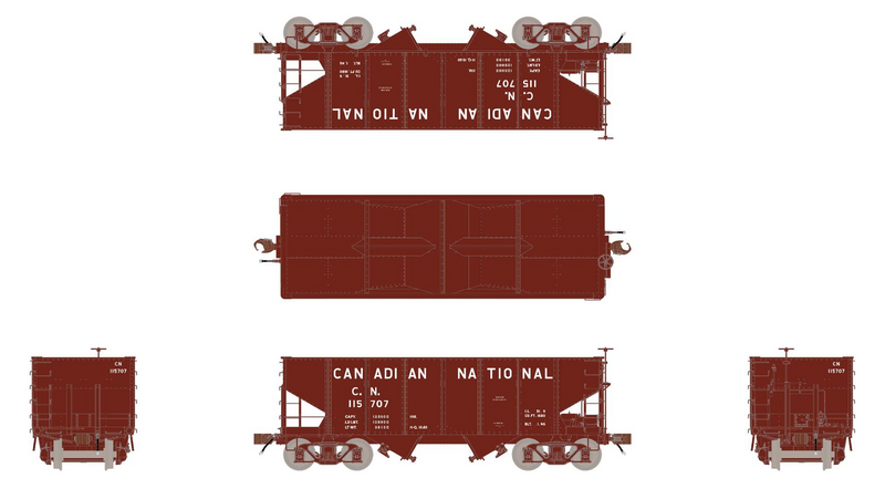Fox Valley Models 15012 HO Scale USRA 55-Ton 2-Bay Open Hopper Canadian National CN 116544