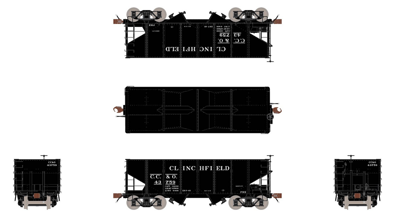 Fox Valley Models 15013 HO Scale USRA 55-Ton 2-Bay Open Hopper Clinchfield CRR/CC&O 43759