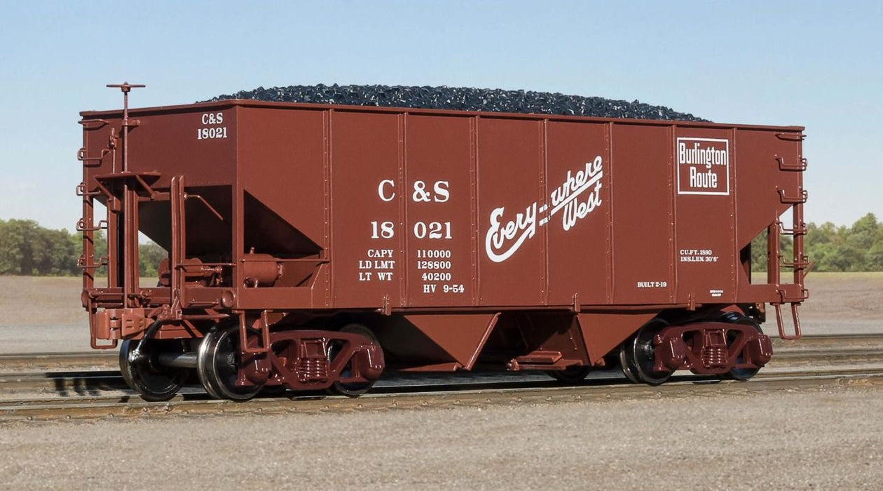 Fox Valley Models 15021 HO Scale USRA 55-Ton 2-Bay Open Hopper Burlington CBQ/C&S 18155
