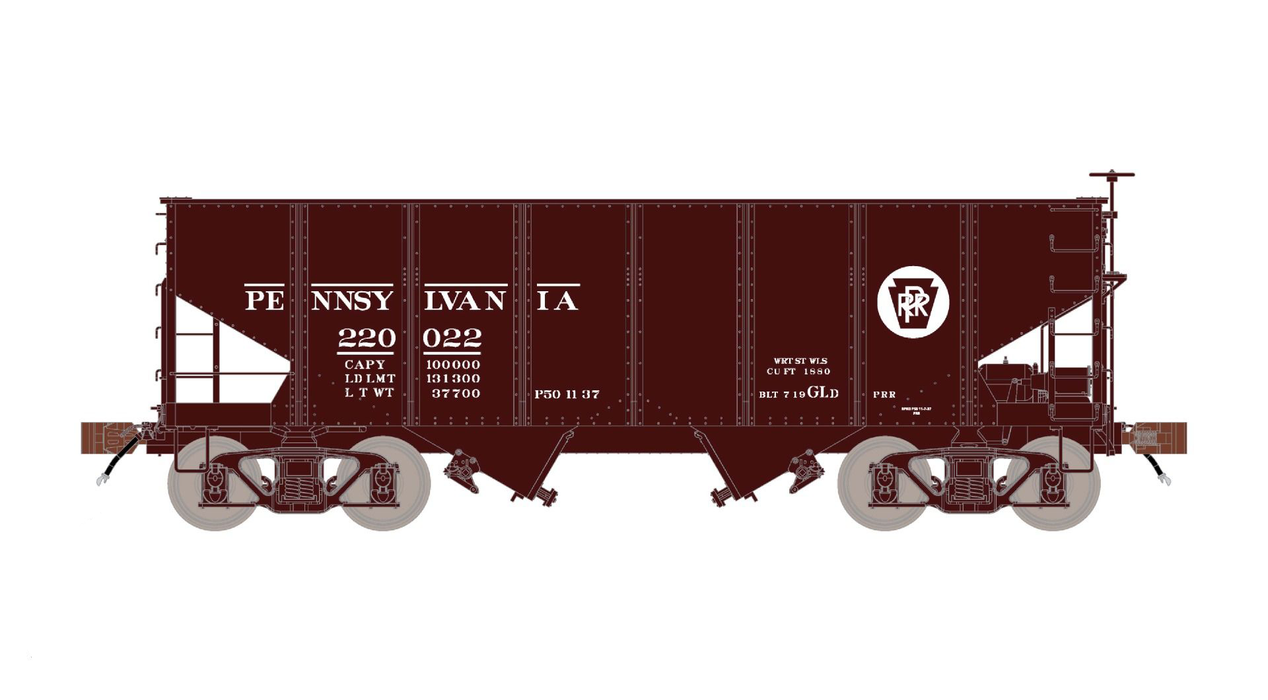 Fox Valley Models 15028 HO Scale USRA 55-Ton 2-Bay Open Hopper Pennsylvania PRR 220190
