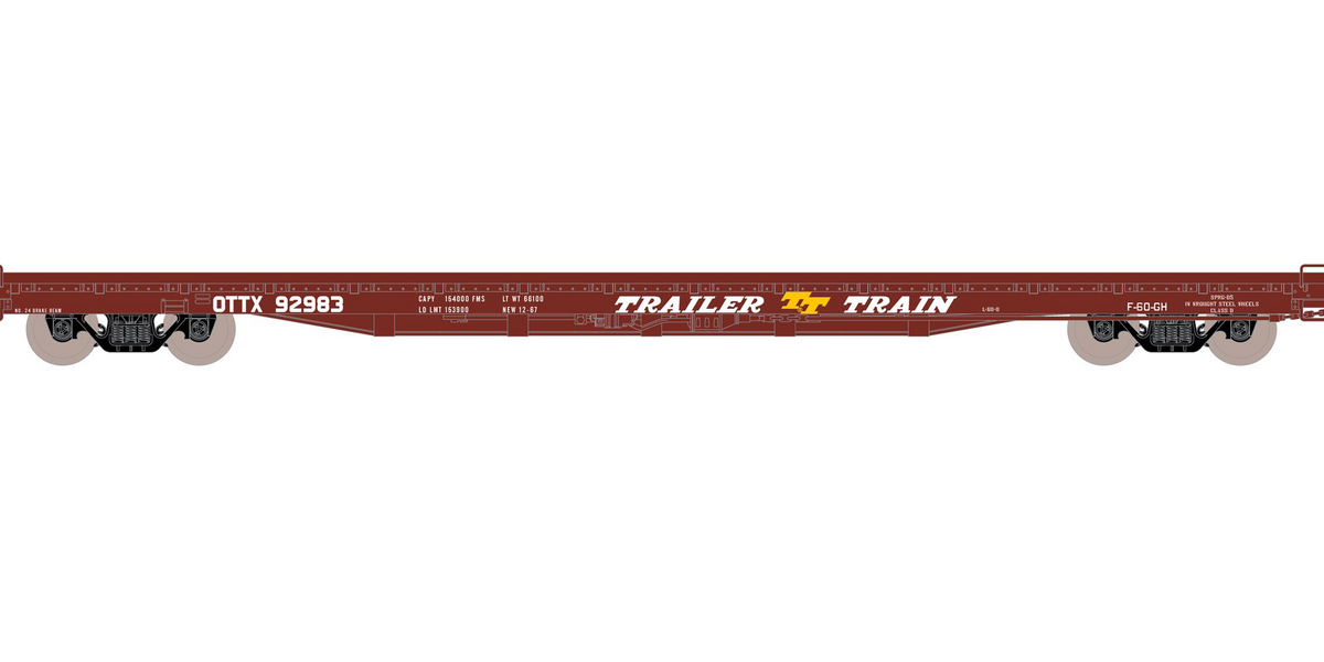 Fox Valley Models 15064 HO Scale 60' P-S F60GH Flatcar Trailer Train O ...