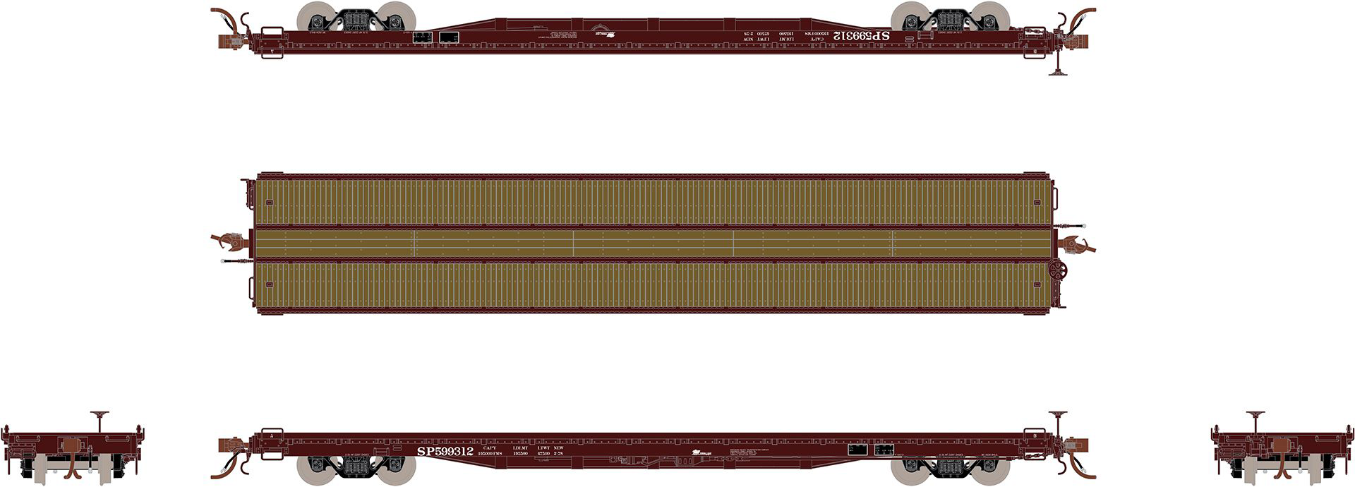 Fox Valley Models 15067 HO Scale 60' P-S F60GH Flatcar Southern Pacific SP 599312