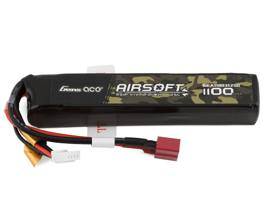 Gens Ace GEA11003S25D 11.1v 1100mAh 3S 25C Airsoft LiPo Battery with Deans Connector