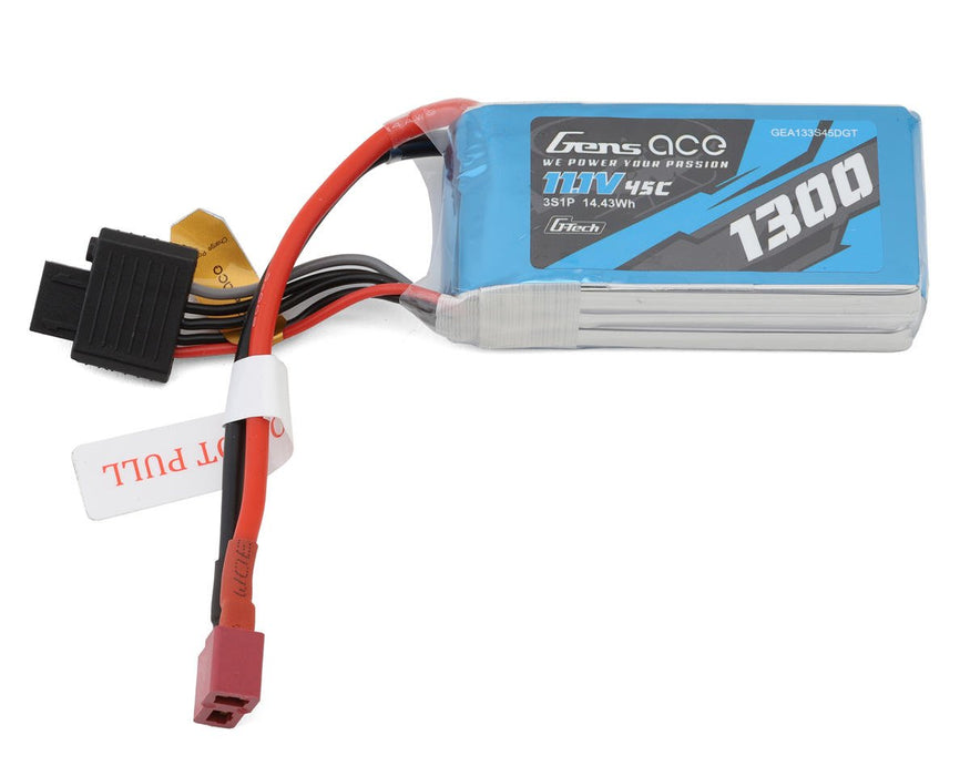 Gens Ace GEA133S45DGT G-Tech 11.1v 1300mAh 3S 45C LiPo Smart Battery with Deans Connector
