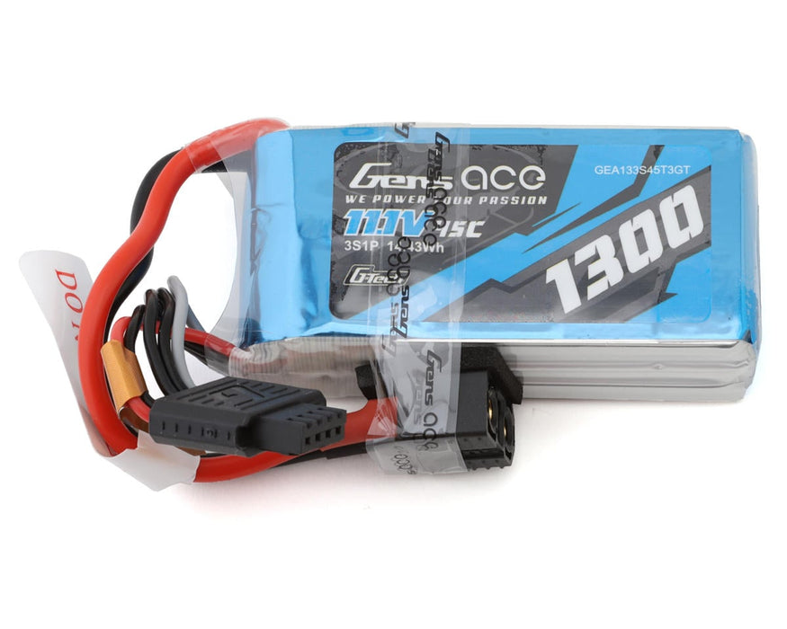 Gens Ace GEA133S45T3GT G-Tech 11.1v 1300mAh 3S 45C Smart LiPo Battery with Universal Connector