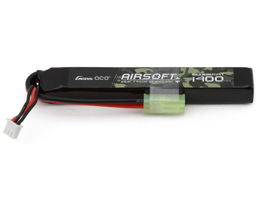 Gens Ace GEA14002S25T 7.4v 1400mAh 2S 25C Airsoft LiPo Battery with Tamiya Connector