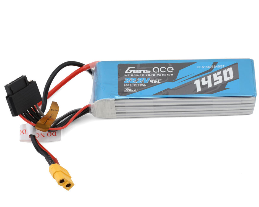 Gens Ace GEA14506S45GT G-Tech 22.2v 1450mAh 6S 45C Smart LiPo Battery with XT60 Connector