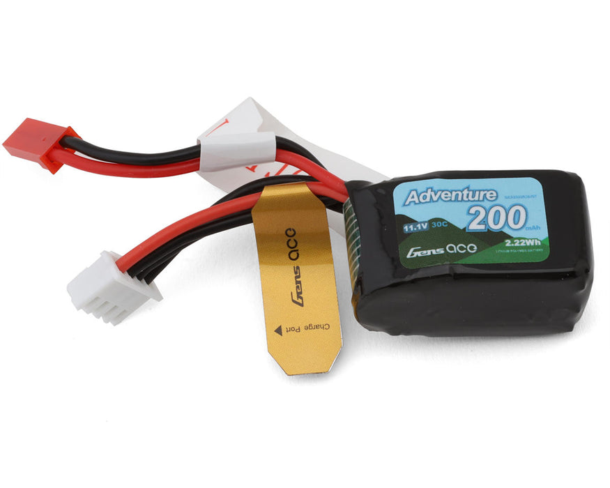 Gens Ace GEA2003S30JST Adventure 11.1v 200mAh 3S 30C LiPo Battery Pack with JST Connector