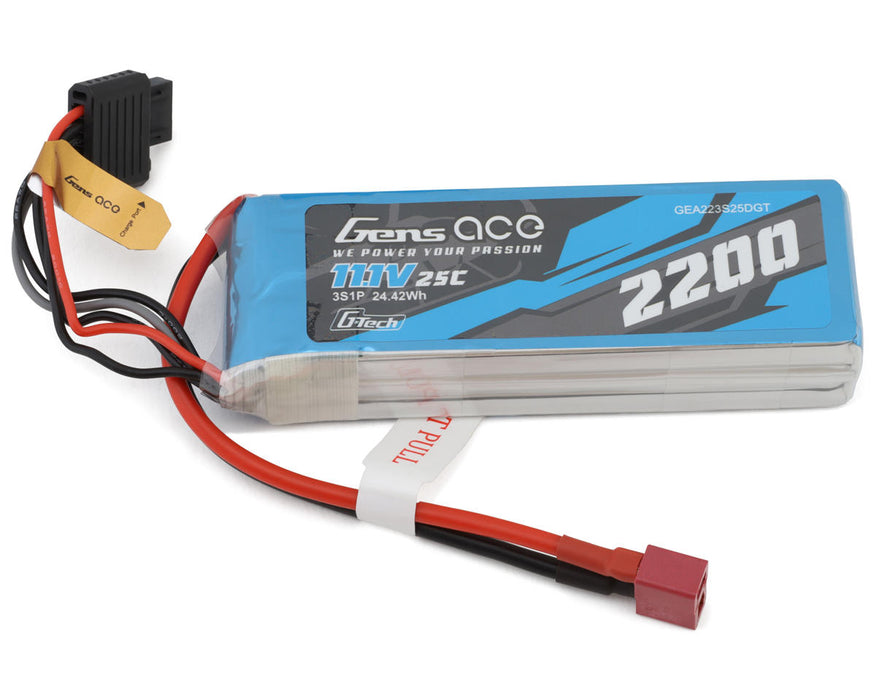 Gens Ace GEA223S25DGT G-Tech 11.1v 2200mAh 3S 25C Smart LiPo Battery with Deans Connector