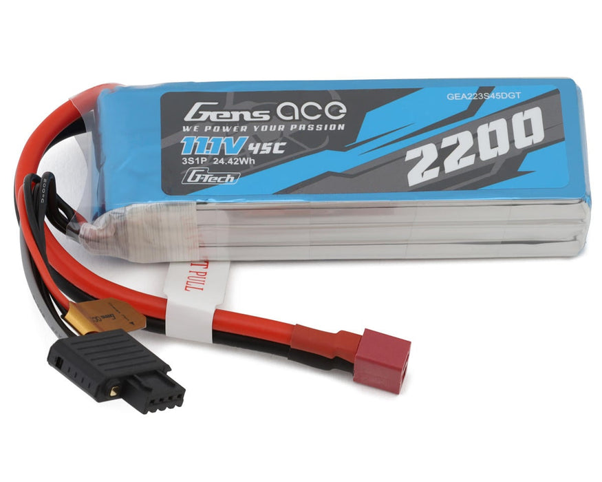 Gens Ace GEA223S45DGT G-Tech 11.1v 2200mAh 3S 45C Smart LiPo Battery with Deans Connector