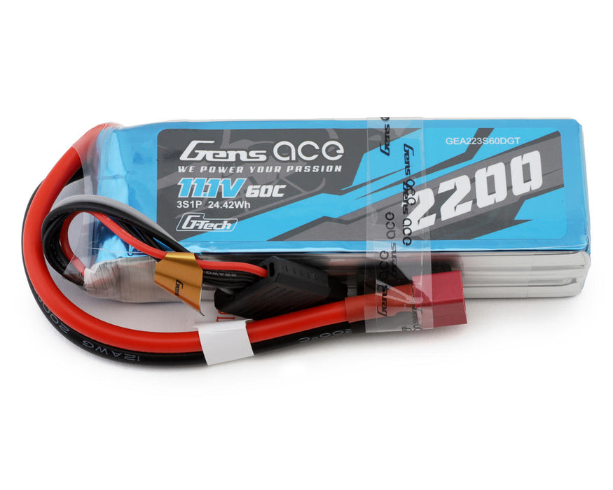 Gens Ace GEA223S60DGT G-Tech 11.1v 2200mAh 3S 60C Smart LiPo Battery with Deans Connector
