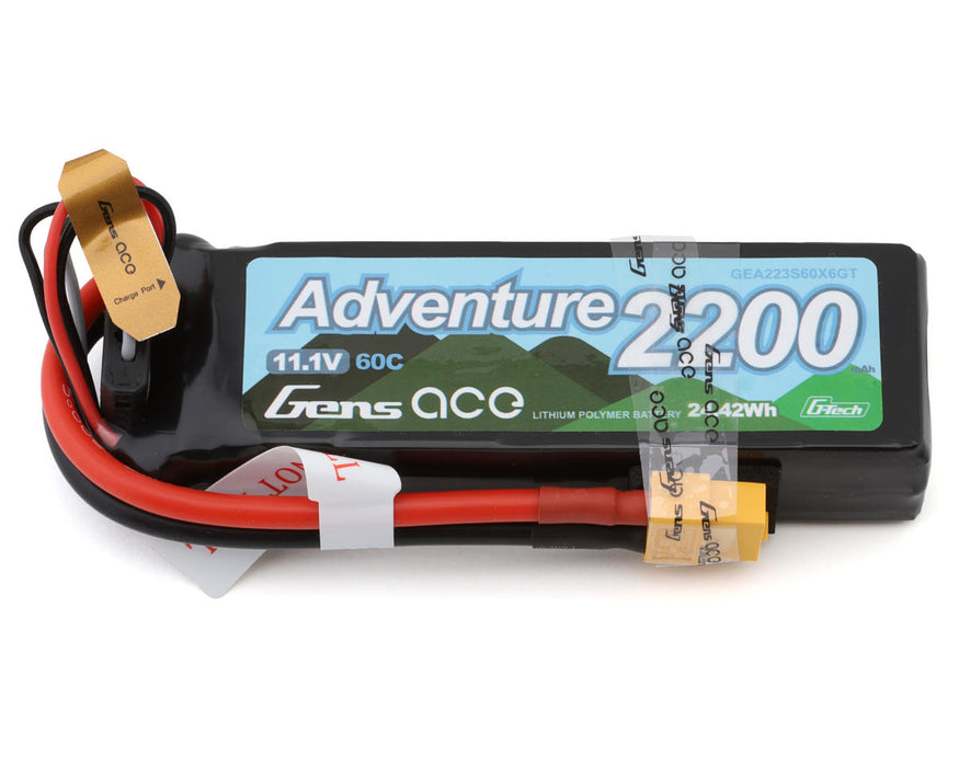 Gens Ace GEA223S60X6GT G-Tech 11.1v 2200mAh 3S 60C Smart LiPo Battery with XT60 Connector
