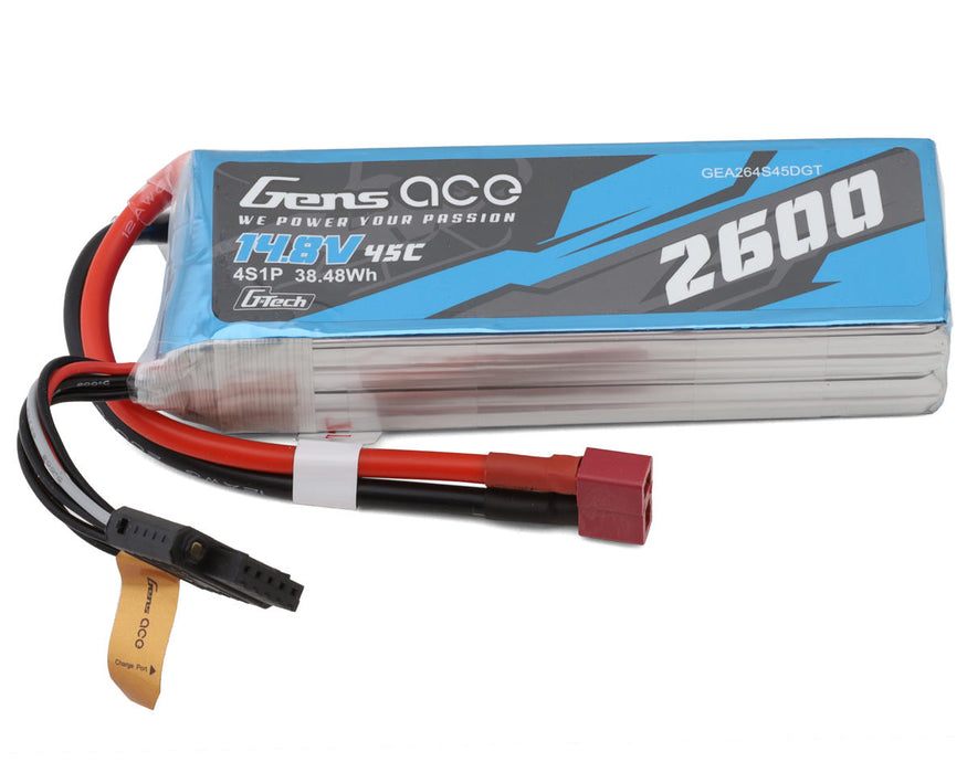 Gens Ace GEA264S45DGT G-Tech 14.8v 2600mAh 4S 45C LiPo Smart Battery with Deans Connector