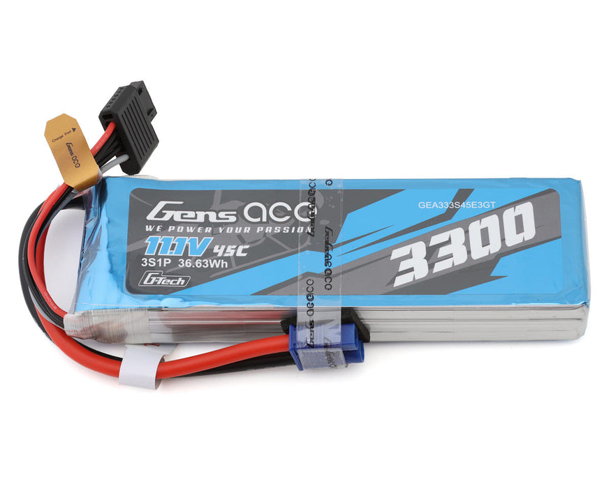 Gens Ace GEA333S45E3GT G-Tech 11.1v 3300mAh 3S 45C Smart LiPo Battery with EC3 Connector