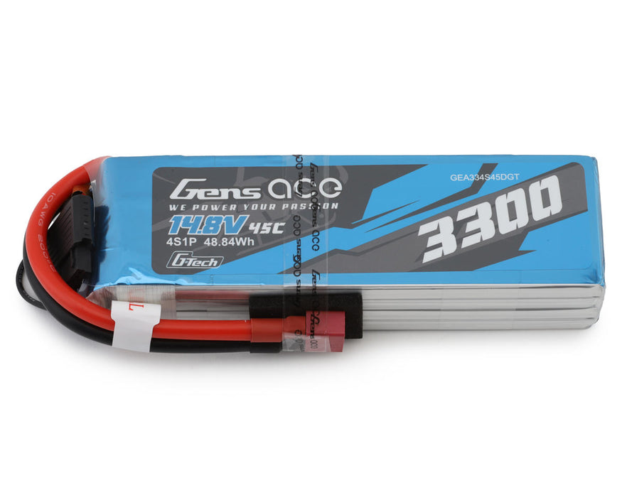 Gens Ace GEA334S45DGT G-Tech 14.8v 3300mAh 4S 45C Smart LiPo Battery with Deans Connector