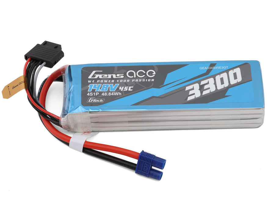Gens Ace GEA334S45E3GT G-Tech 14.8v 3300mAh 4S 45C Smart LiPo Battery with EC3 Connector