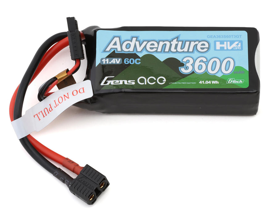 Gens Ace GEA363S60T3GT G-Tech 11.4v 3600mAh 3S 60C Smart LiHV Battery with Universal Connector