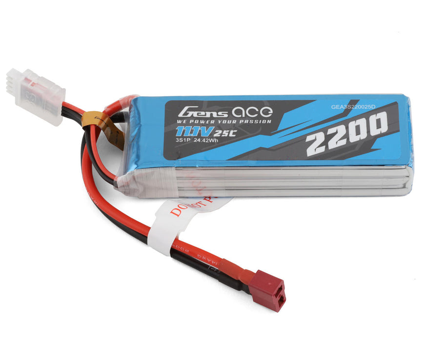 Gens Ace GEA3S220025D 11.1v 2200mAh3S 25C LiPo Battery with Deans Connector