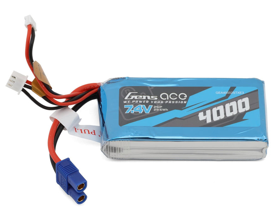 Gens Ace GEA40002STXE3 7.4v 4000mAh 2S RX LiPo Battery Pack with EC3 Connectors