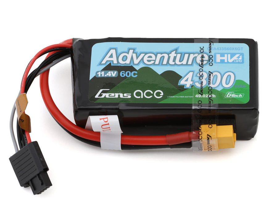 Gens Ace GEA433S60X6GT G-Tech 11.4v 4300mAh 3S 60C Smart LiHV Battery with XT60 Connector