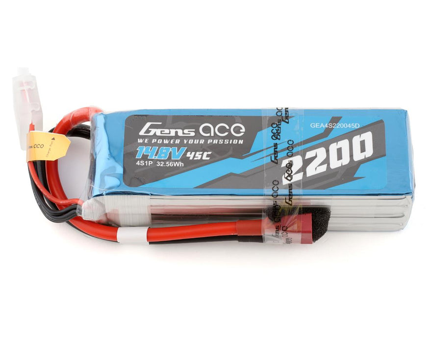 Gens Ace GEA4S220045D  14.8v 2200mAh 45C 4S LiPo Battery with Deans Connector